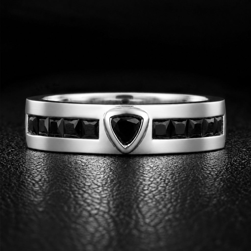 Trillion Cut Black Moissanite Knight’s Armor Band