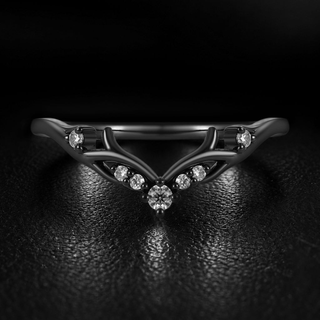 Lab Diamond Horned Crown Gothic Curved Band Ring