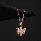 Round Cut Labradorite Vintage Butterfly Pendant Necklace