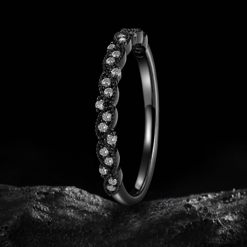Lab Diamond Milgrain Infinity Twist Gothic Band Ring