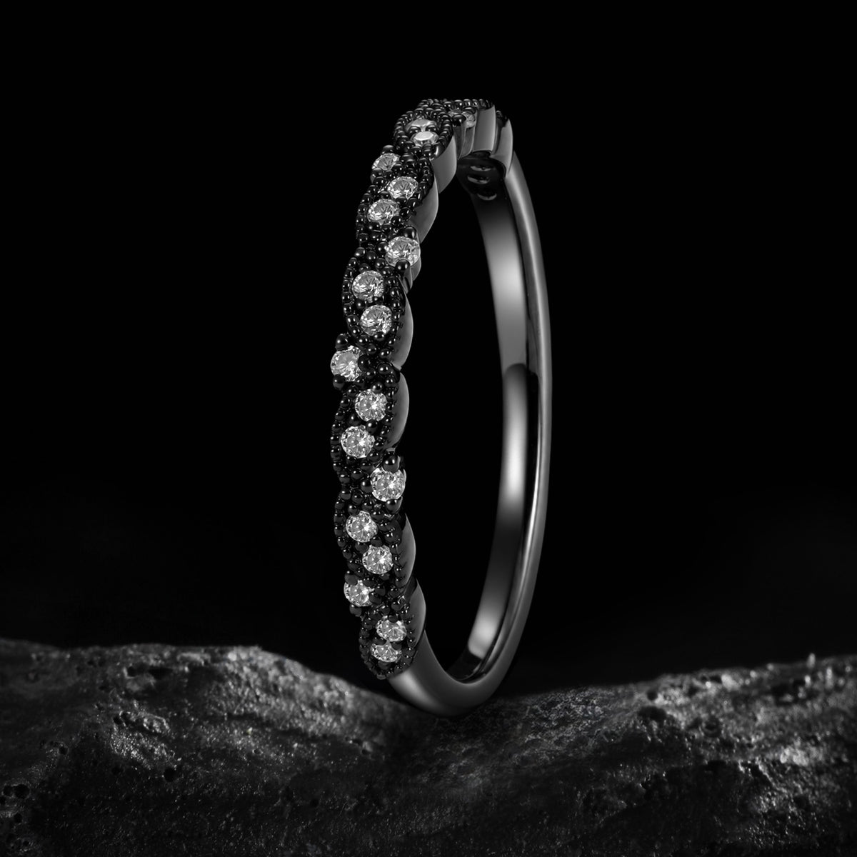Lab Diamond Milgrain Infinity Twist Gothic Band Ring