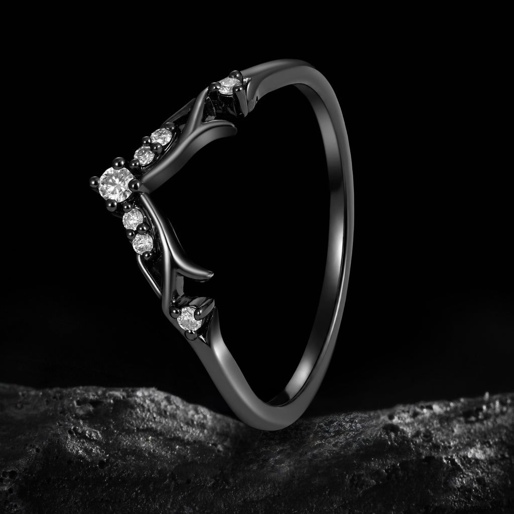 Lab Diamond Horned Crown Gothic Curved Band Ring