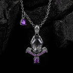 Coffin Cut Black Rutilated Quartz Sacred Cross Gothic Pendant Necklace