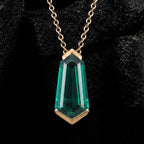 Shield Cut Lab  Emerald Geometric Pendant Necklace