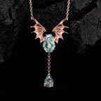 Coffin Cut Moss Agate Nightwing Gothic Y Necklace