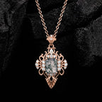Emerald Cut Moss Agate Sacred Relic Gothic Pendant Necklace