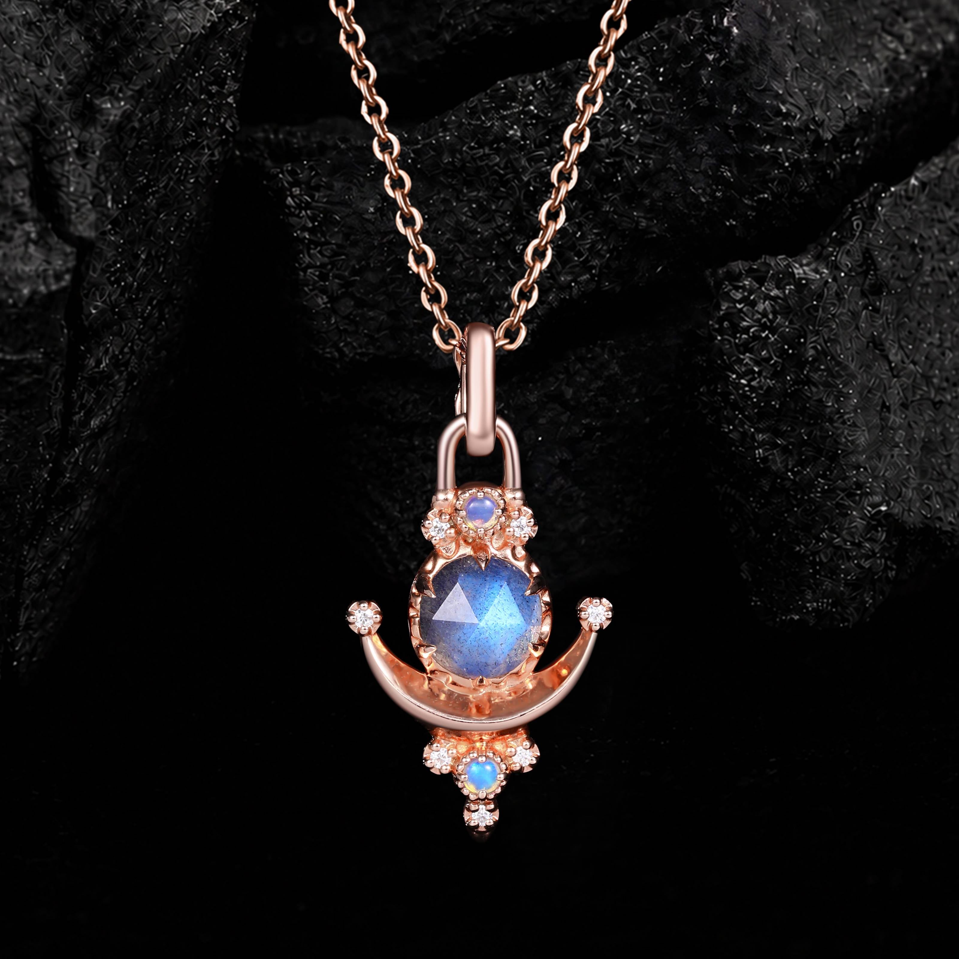 Round Cut Labradorite Moonlit Elixir Pendant Necklace