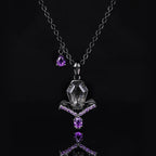 Coffin Cut Black Rutilated Quartz Sacred Cross Gothic Pendant Necklace
