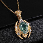 Pear Cut Moss Agate Scorpion Talisman Necklace