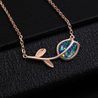 Pear Cut Black Opal Tulip Floral Necklace
