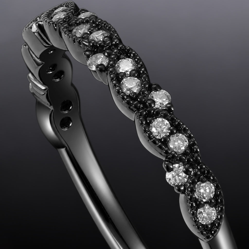 Lab Diamond Milgrain Infinity Twist Gothic Band Ring