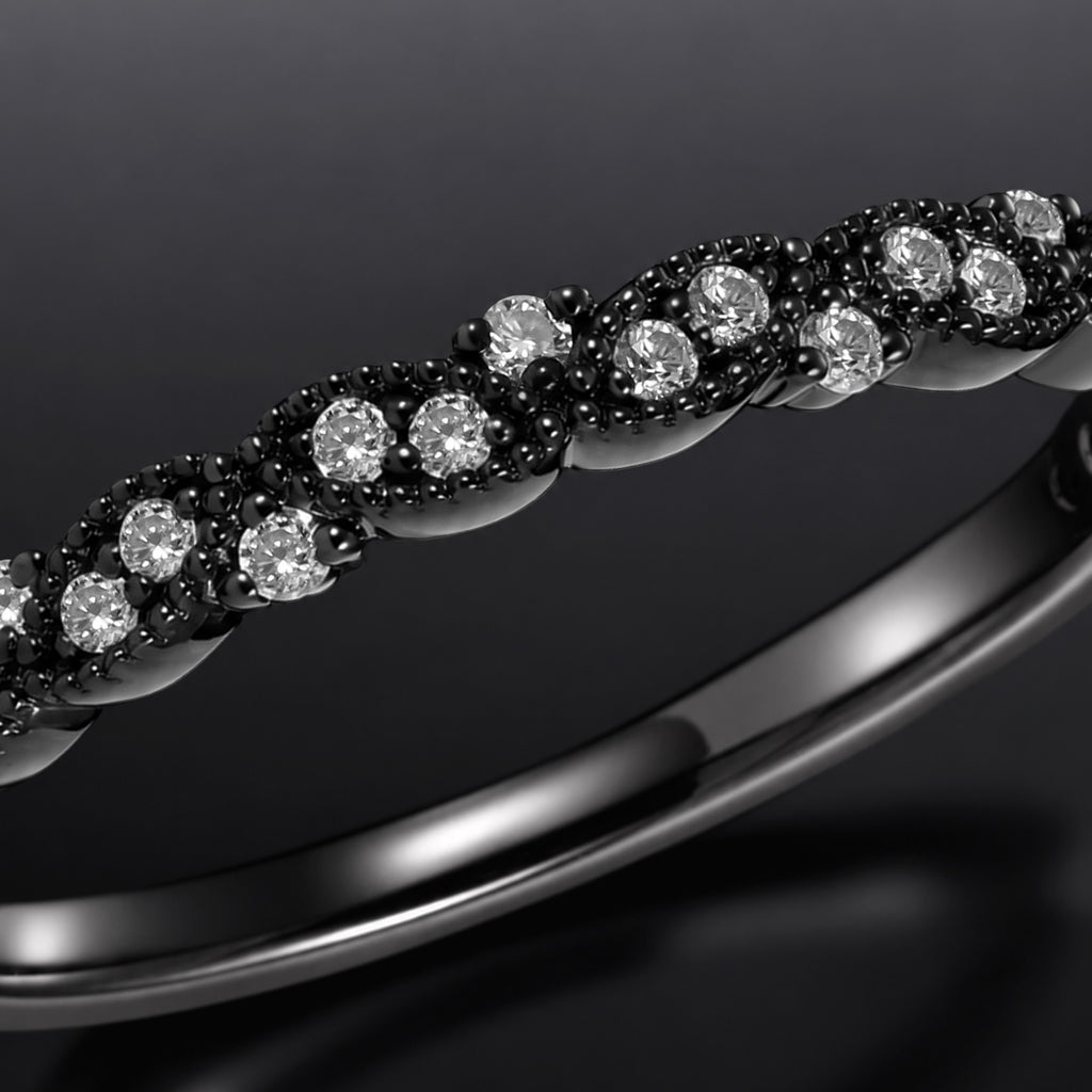 Lab Diamond Milgrain Infinity Twist Gothic Band Ring