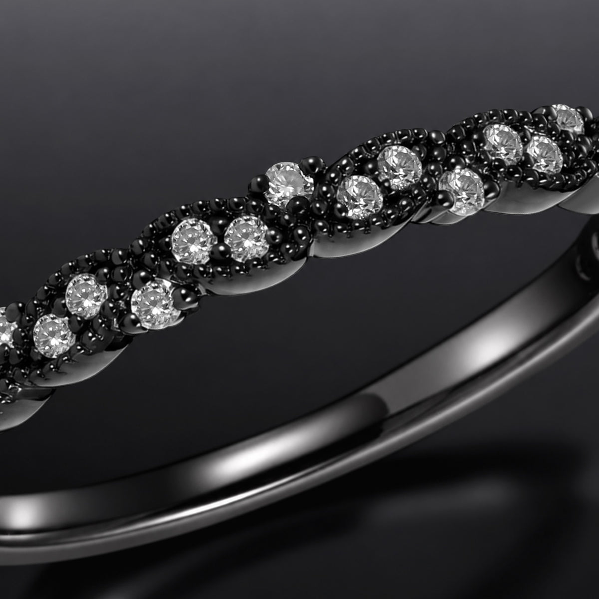 Lab Diamond Milgrain Infinity Twist Gothic Band Ring