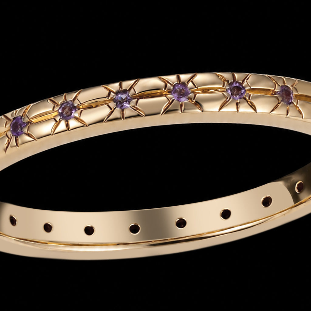 Amethyst Starburst Celestial Eternity Band Ring