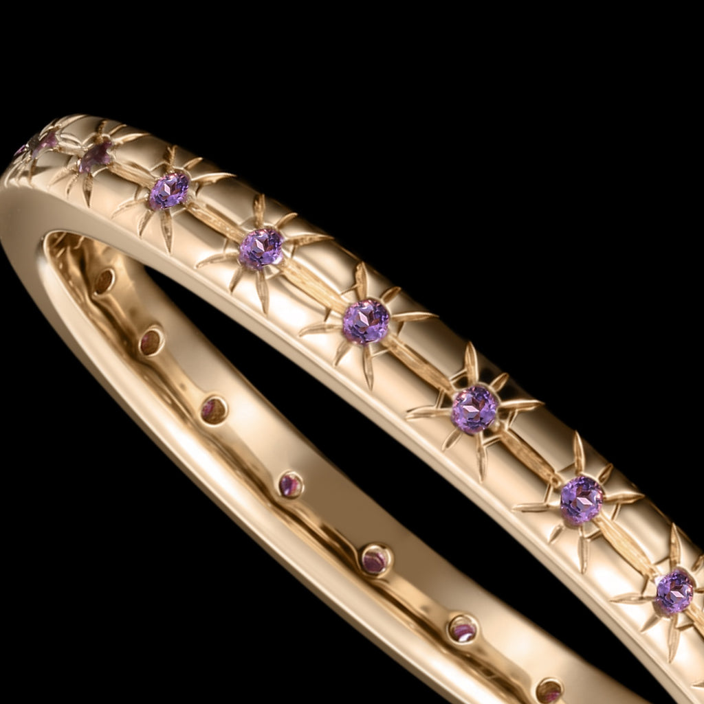 Amethyst Starburst Celestial Eternity Band Ring