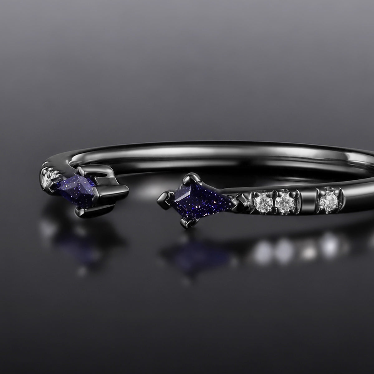 Blue Sandstone Celestial Open Band Ring