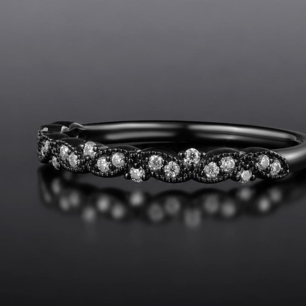 Lab Diamond Milgrain Infinity Twist Gothic Band Ring