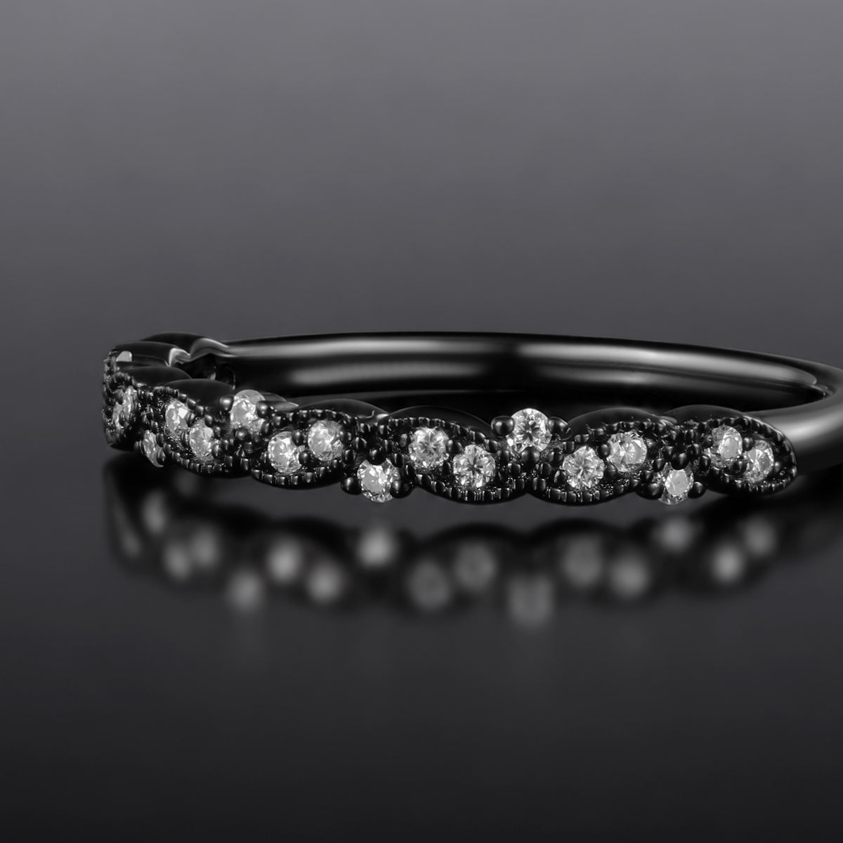 Lab Diamond Milgrain Infinity Twist Gothic Band Ring