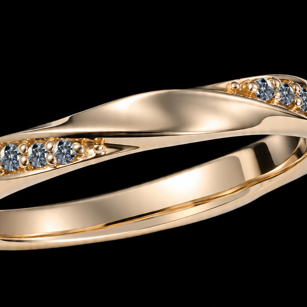 Pavé Gray Moissanite Flowing Twist Band Ring
