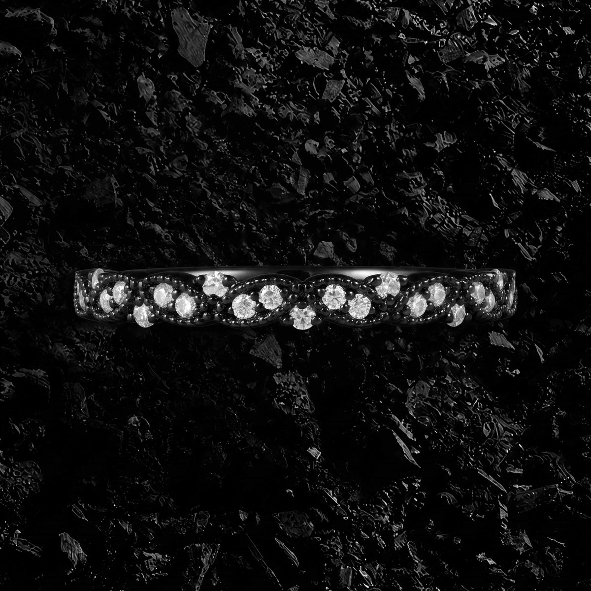 Lab Diamond Milgrain Infinity Twist Gothic Band Ring