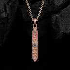 Round Cut Salt & Pepper Diamond Lunar Oracle Talisman Necklace