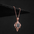 Emerald Cut Moss Agate Sacred Relic Gothic Pendant Necklace