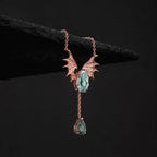 Coffin Cut Moss Agate Nightwing Gothic Y Necklace