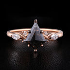 Art Deco Kite Cut Salt & Pepper Diamond Ring