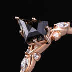 Art Deco Kite Cut Salt & Pepper Diamond Ring