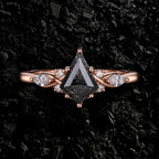Art Deco Kite Cut Salt & Pepper Diamond Ring