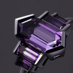 Art Deco Long Hexagon Cut Amethyst Baguette Accented Ring