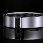 Baguette Cut Black Rutilated Quartz Gender Neutral Band