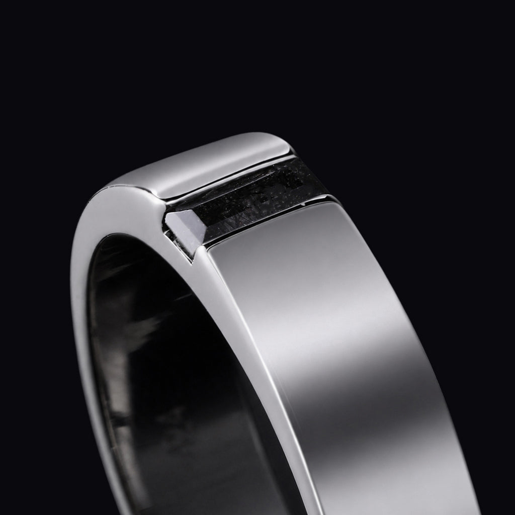 Baguette Cut Black Rutilated Quartz Gender Neutral Band