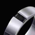 Baguette Cut Black Rutilated Quartz Gender Neutral Band