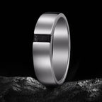 Baguette Cut Black Rutilated Quartz Gender Neutral Band