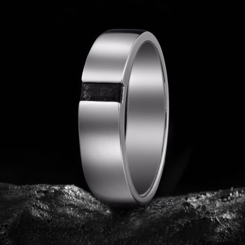 Baguette Cut Black Rutilated Quartz Gender Neutral Band