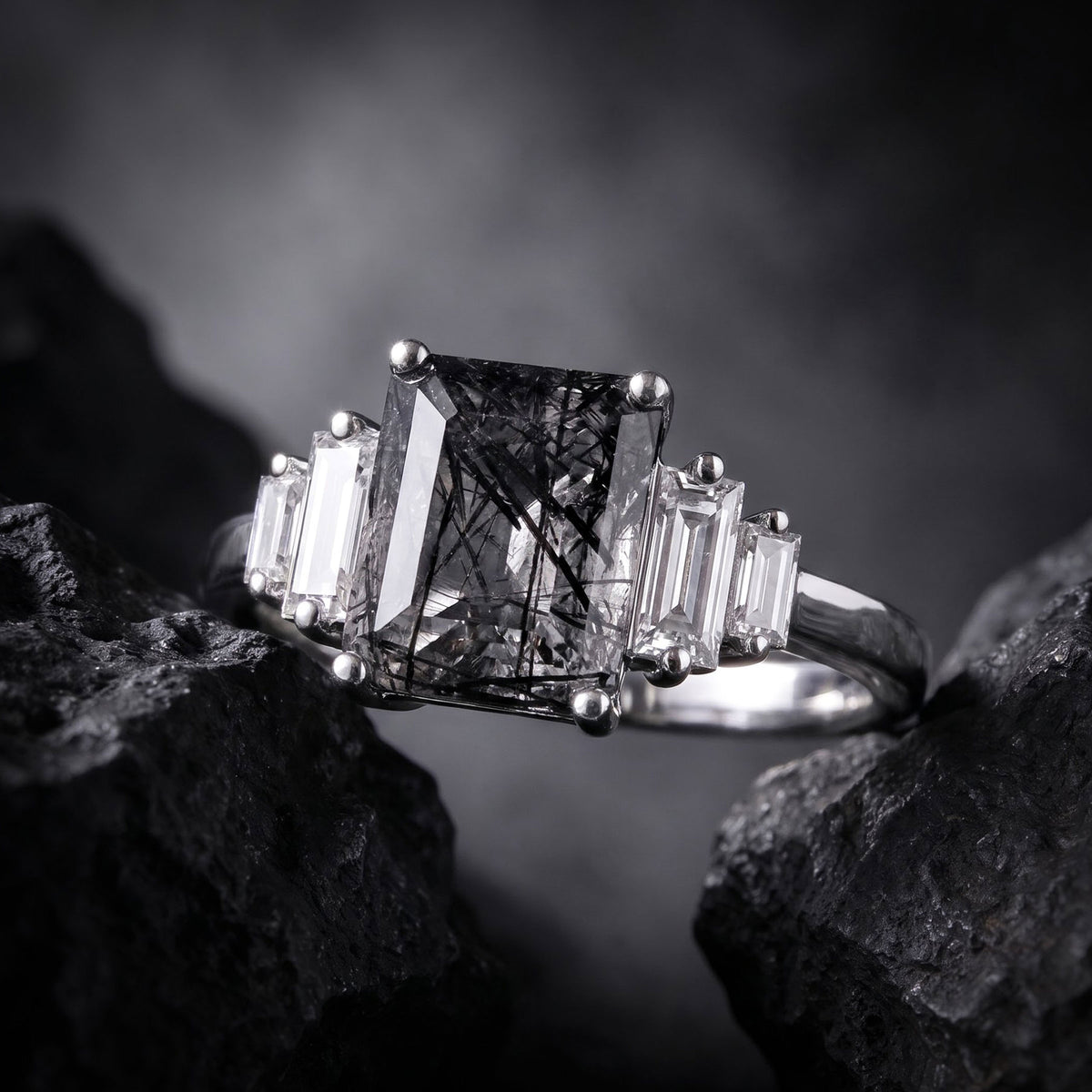Geometric gemstone ring