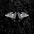 Coffin Cut Black Diamond Bat Wing Gothic Ring With Lab Diamond Accent