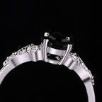 Coffin Cut Black Diamond Bat Wing Spiderweb Ring Set Gothic Pavé Engagement Ring Stack