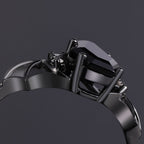 Coffin Cut Black Diamond Shadow Wing Gothic Ring Set