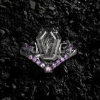 Coffin Cut Black Rutilated Quartz & Amethyst Tombstone Gothic Ring