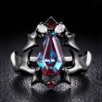 Coffin Cut Lab Alexandrite Demon Wing Gothic Ring
