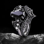 Coffin Cut Black Diamond Bat Wing Spiderweb Ring Set Gothic Pavé Engagement Ring Stack