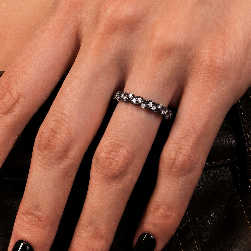 Lab Diamond Milgrain Infinity Twist Gothic Band Ring