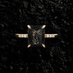 Emerald Cut Black Rutilated Quartz Minimalist Ring