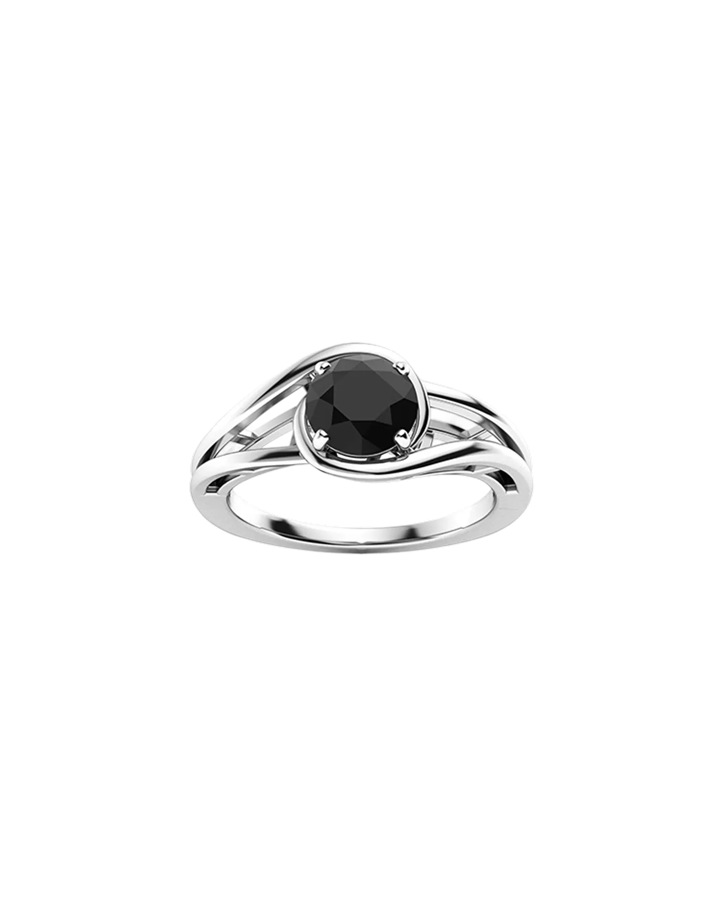 Nature Inspired Kite Salt & Pepper Diamond Twisted Vines Gothic Black Gold Engagement Ring Set 2pcs - 'Thorns & Roses' 6
