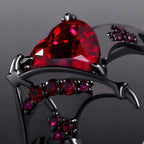 Heart Cut Lab Ruby Demon Heart Gothic Ring