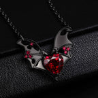 Heart Cut Lab Ruby Fallen Wings Gothic Necklace