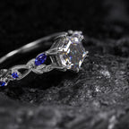 Hexagon Cut Gray Moissanite IvyFlow Split Claw Ring