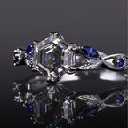Hexagon Cut Gray Moissanite IvyFlow Split Claw Ring